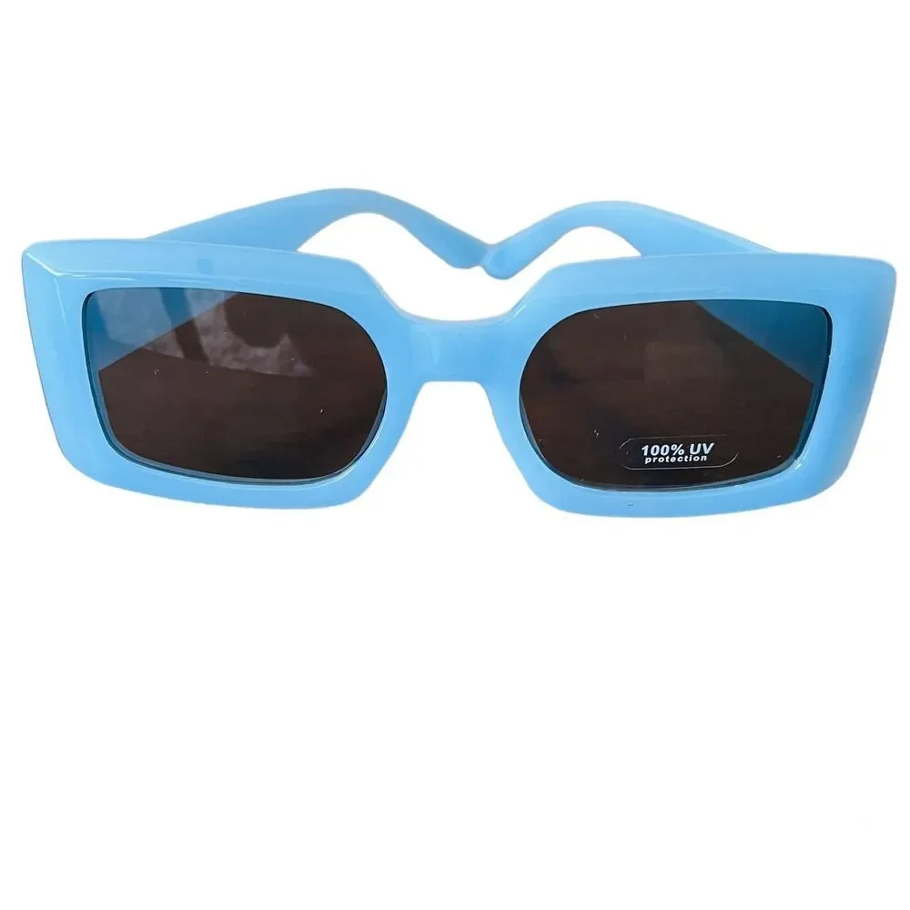 Sunglasses  Blue color smooth plain square light tint edc baddie  cottagecore - Picture 2 of 14